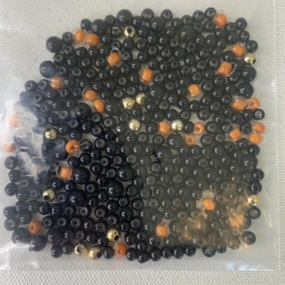 Black & Orange Round Glass Seed Beads Lot Halloween Colors Crafting 35 Grams